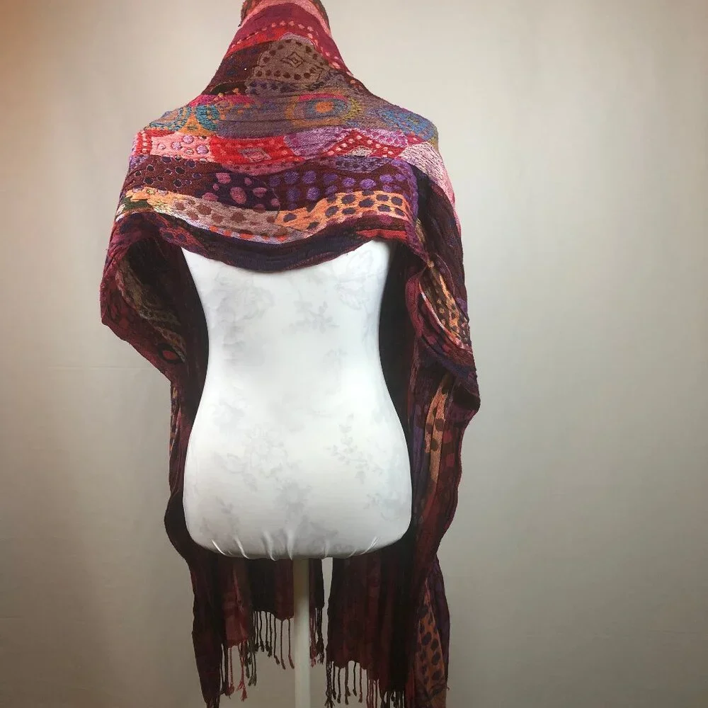 Vibrant Boho Art-to-Wear Shawl / Scarf — 100% Rayon — Made in India
